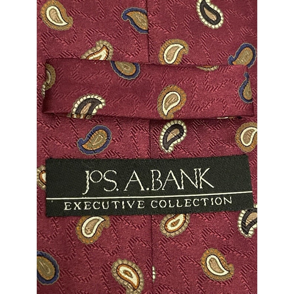 Jos. A. Bank Executive Collection Burgundy Hand Made 100% Silk Made In China - Picture 8 of 9